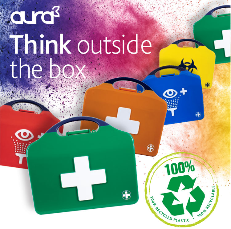 Aura3 recycled recyclable first aid box